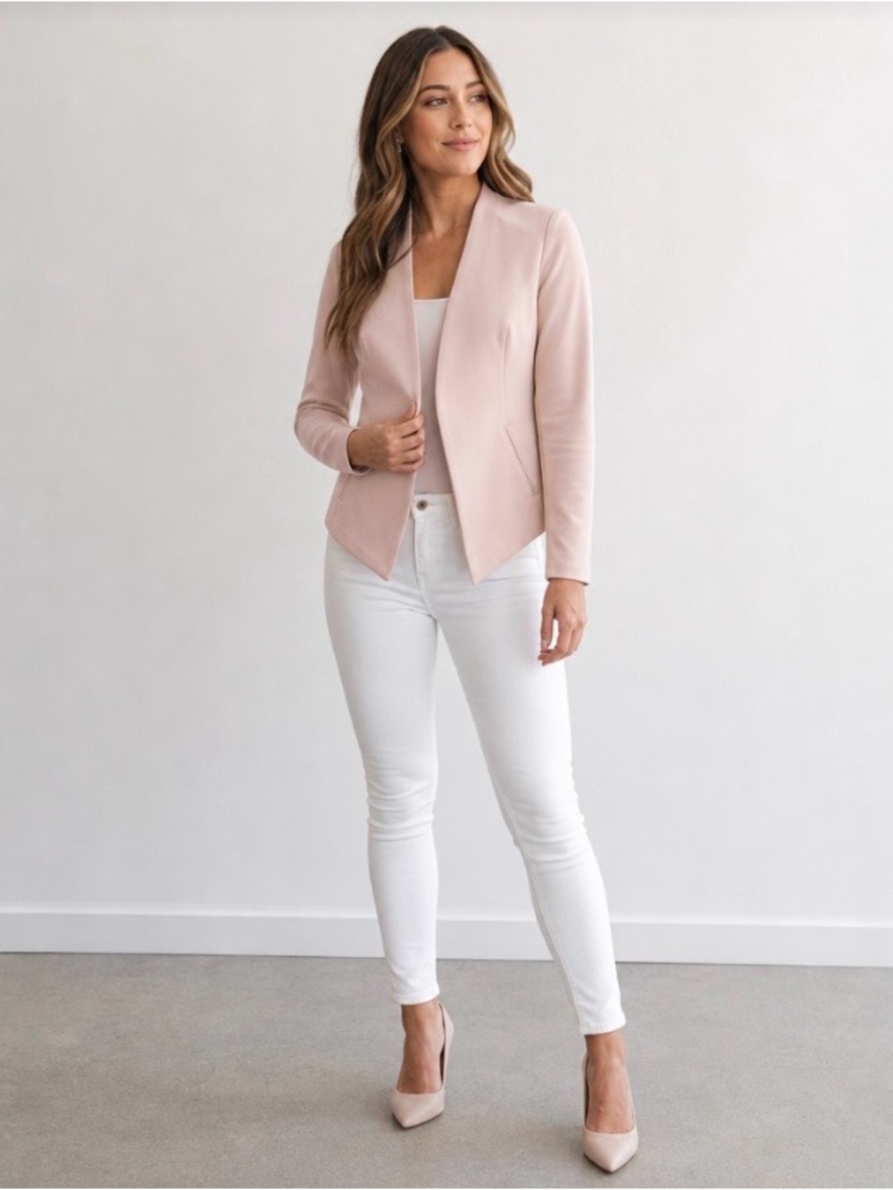 New! BCBGeneration Womens Open Draped Lightweight light Pink Jacket XS ($118)